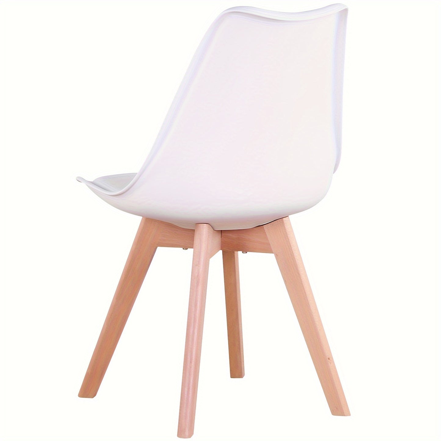 Eetkamerstoel – Stoel – Kuipstoel – Keukenstoel – Eettafelstoel – Set van 6 – Wit PU-leer – Massief Houten Poten – Ergonomisch Schuimkussen – Duurzaam Kunststof Frame – Gemakkelijk Schoon te Maken