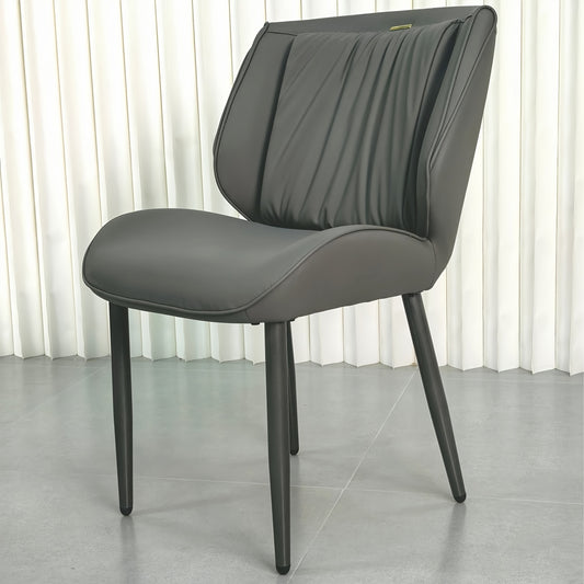 Eetkamerstoel – Stoel – Kuipstoel – Armstoel – Designstoel – Ergonomisch Gevormd – Memory Foam Zitting – Met Metalen Onderstel – Donkergrijs