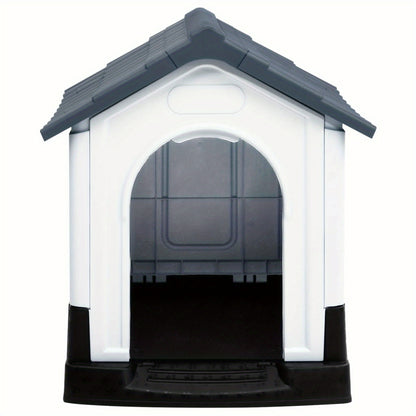 Hondenkennel Grote Honden – Hondenhok Buiten – Hondenkooi Groot – Hondenhok Kunststof – Grijs – Weerbestendig Polypropyleen – Afmetingen 57x68x66 cm