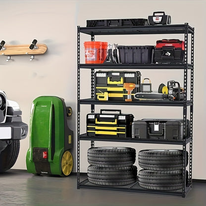 Heavy Duty 5-Tier Metal Corner Shelf Set, 1135kg Load Capacity, MDF Board Shelves, Boltless Design for Garage, Basement, Storage Room, Cellar Organization, Utility Shelves, Utility Shelves