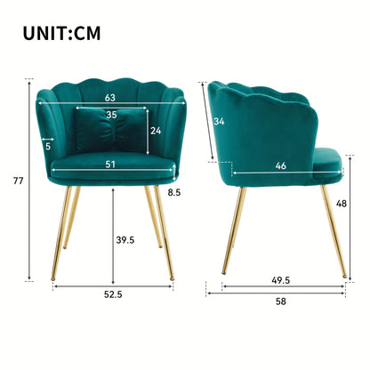 Velvet Fauteuil – Fluwelen Stoel – Lounge Chair – Design Fauteuil – Accentstoel – Luxe Blauw – Goud Metalen Poten – Bloemvormige Rugleuning – Comfortabel Gepolsterd Zitkussen