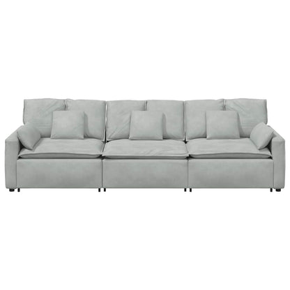 Hoekbank – Modulaire Bank – Loungebank – Zitbank – 3-zitsbank – Lichtgrijs – Polyester Bekleding – Stevig Metalen Frame