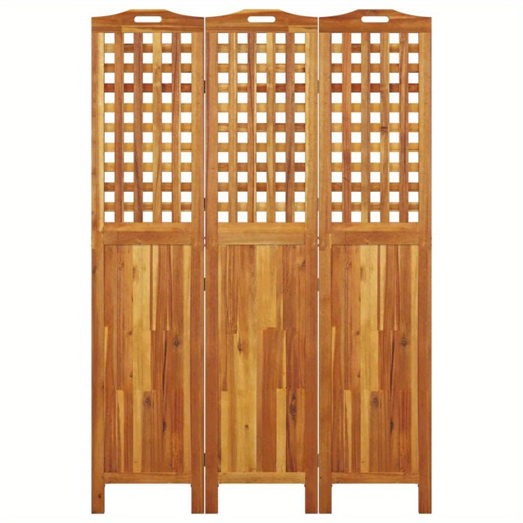 Partition Wall with 3 Panels Measuring 121.5X2X180 Cm Made of Acacia Wood.