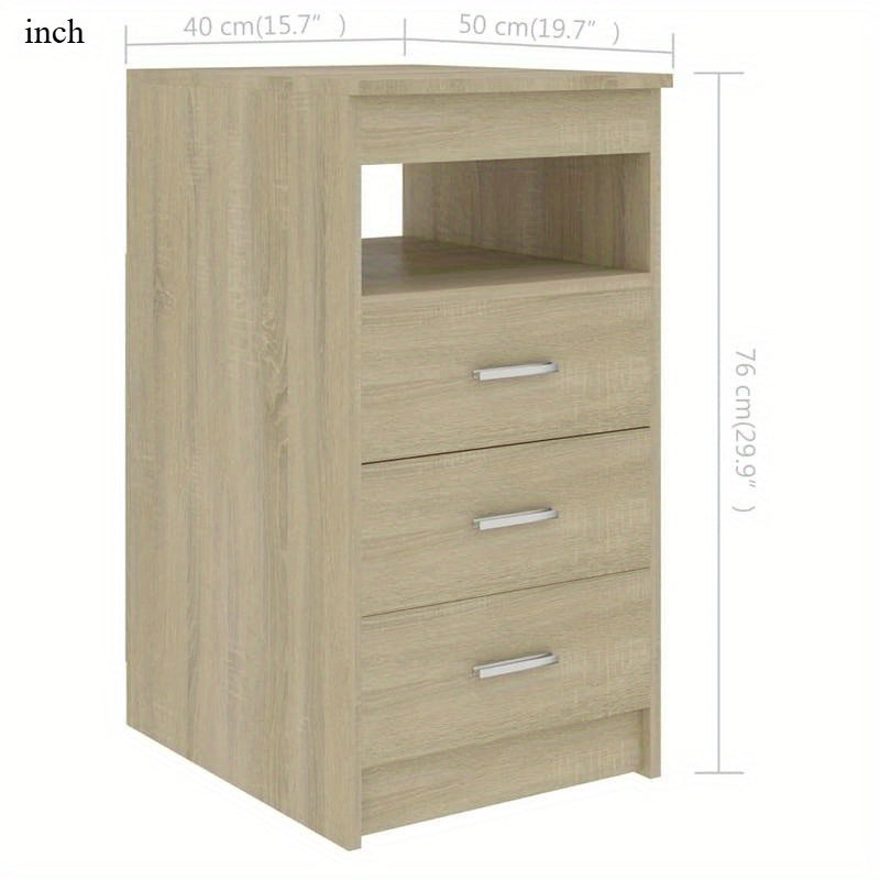 Sideboard – Dressoir – Opbergkast – Kast – Ladenkast – Sonoma Eiken – Compact Ruimtebesparend – Hout Met Metalen Accenten