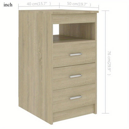Sideboard – Dressoir – Opbergkast – Kast – Ladenkast – Sonoma Eiken – Compact Ruimtebesparend – Hout Met Metalen Accenten