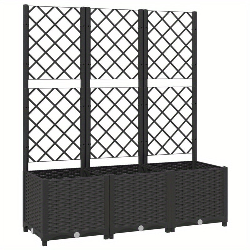 Plantenbak – Bloembak – Moestuinbak – Bloempot – Tuinbak – Met Klimrek – Zwart – Duurzaam Polypropyleen – Afmetingen 120x40x136 cm