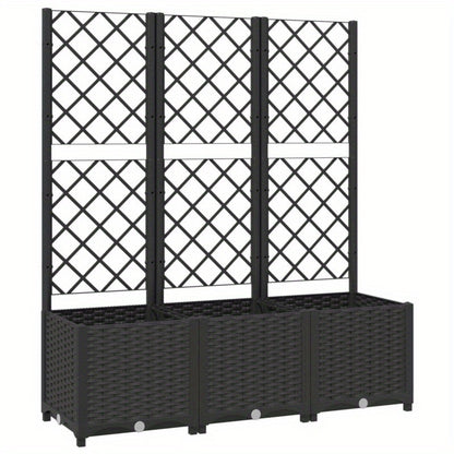 Plantenbak – Bloembak – Moestuinbak – Bloempot – Tuinbak – Met Klimrek – Zwart – Duurzaam Polypropyleen – Afmetingen 120x40x136 cm