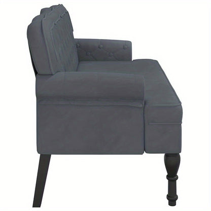 Leisure Chair – Fauteuil – Zitstoel – Lounge Chair – Tuinstoel – Donkergrijs Velvet – Robuust Hardhout – Comfortabel Groot Formaat 119,5x64,5x75 cm
