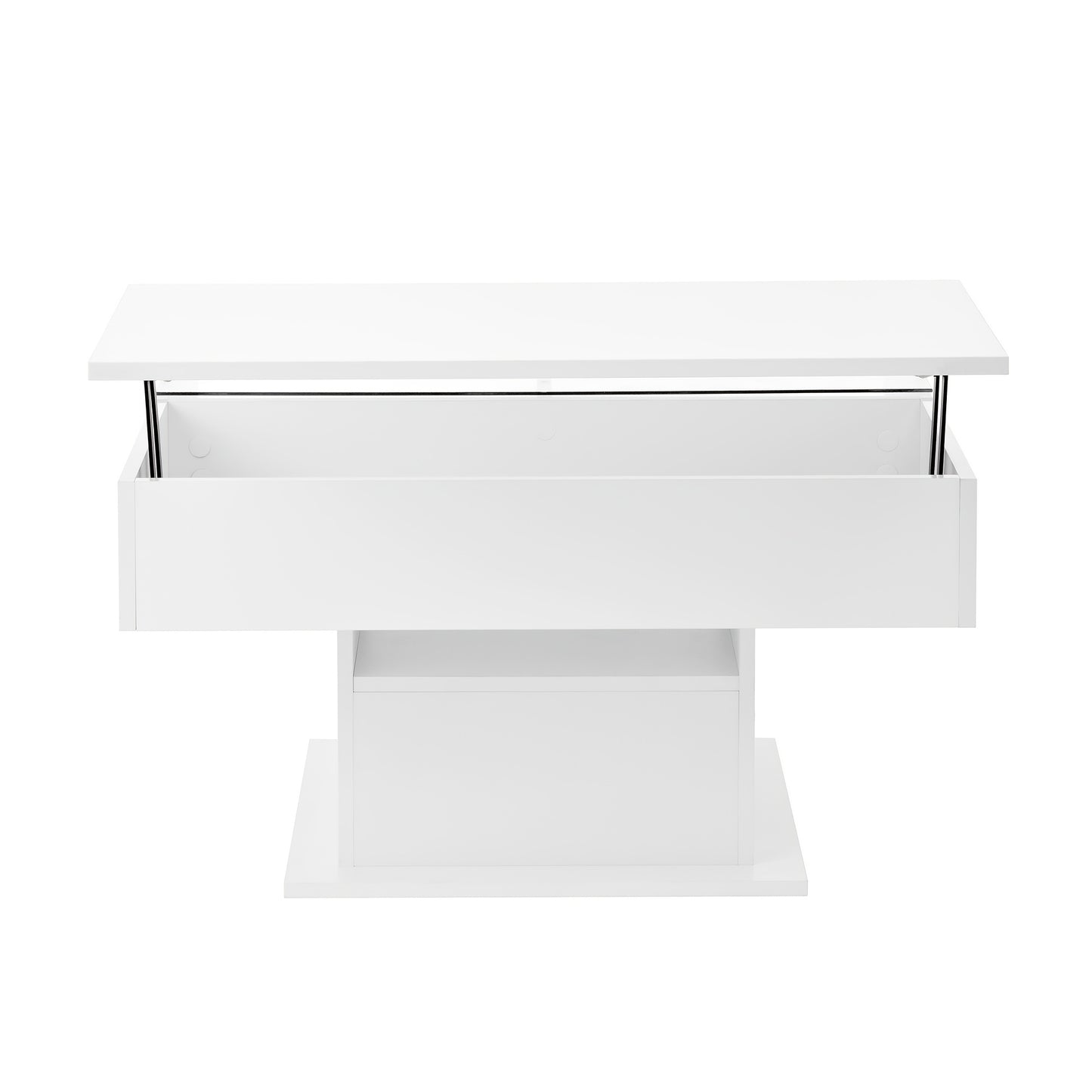 Salontafel Verstelbaar – Verhoogbare Tafel – Koffietafel – Bijzettafel – Woonkamertafel – Metaal – Handmatig Liftmechanisme – Open Plank Met Verborgen Opbergruimte