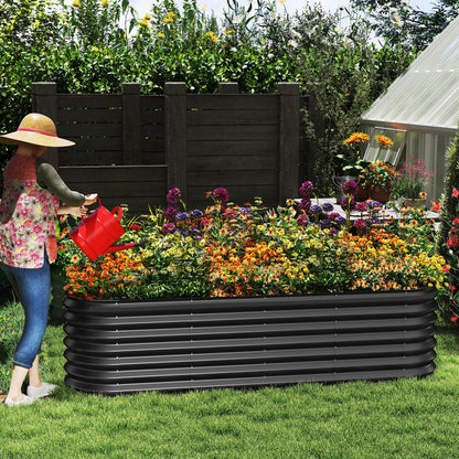 Verhoogde Plantenbak – Tuinbak – Kweekbak – Groentebak – Plantbed – Ovaal 300x60x60 cm – Verzinkt Staal – 850 Liter Inhoud