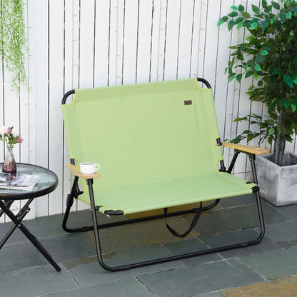 2-Persoons Klapstoel – Tweepersoons Campingstoel – Draagbare Stoel – Strandstoel – Tuinstoel – Inklapbaar & Compact – Gevoerde Zit & Voetsteun
