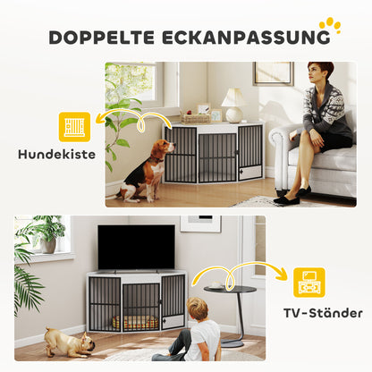 Hondenbench – Hondenhok – Hondenbox – Hondenren – Huisdierkooi – Met Voeddeurtje – Met Metalen Standaard – Wit – Geschikt Voor Kleine En Middelgrote Honden