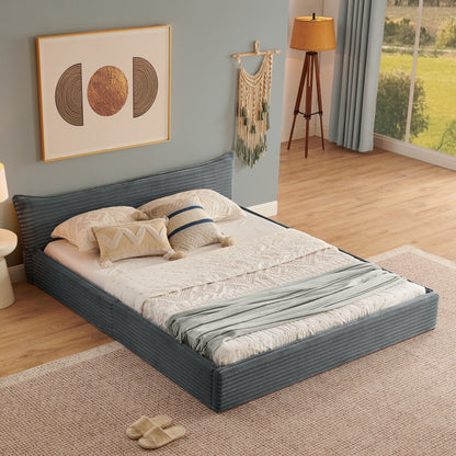 Tweepersoonsbed – Bed – Slaapbank – Ledikant – Boxspring – Donkergrijs Chenille – 140x200 cm – Zachte Velours Bekleding – Stevig Frame