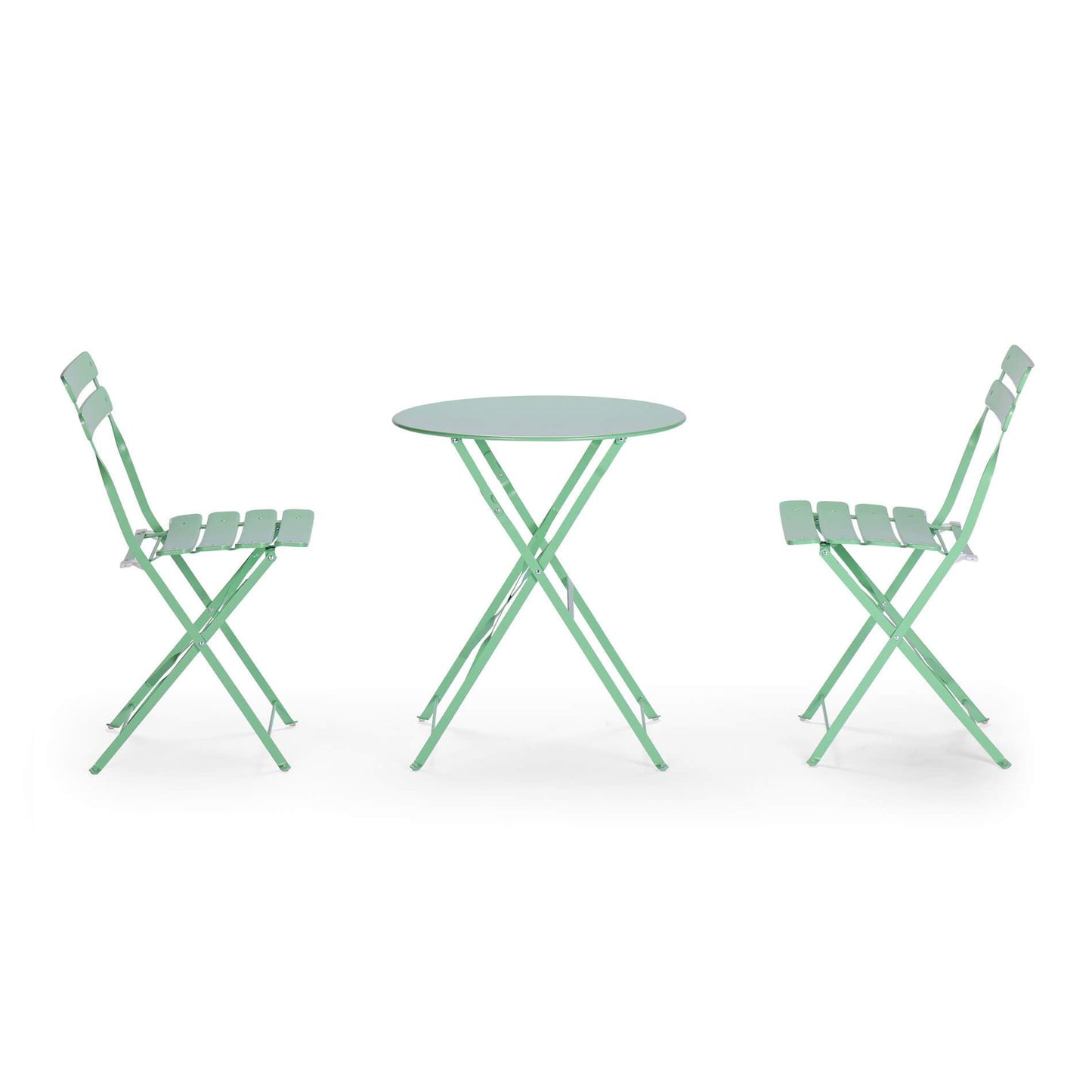 Rebecca Mobile Table And 2 Chairs, Folding Bistro Set, Red Blue Green White Black, Steel, Space-Saving, Suitable for Garden Balcony - Measures Hxlxp: 71 X 60 X 60 Cm