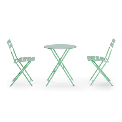 Rebecca Mobile Table And 2 Chairs, Folding Bistro Set, Red Blue Green White Black, Steel, Space-Saving, Suitable for Garden Balcony - Measures Hxlxp: 71 X 60 X 60 Cm