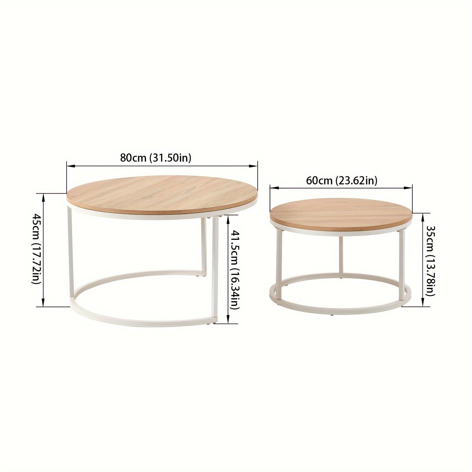 Salontafel Set – Bijzettafels – Nesting Tafels – Koffietafels – Ronde Tafels – Beukenhout MDF – Ruimtebesparend Design – Set Van 2 - QUORE