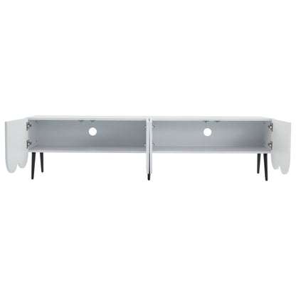 TV-Meubel – TV-Kast – Lowboard – Mediameubel – Dressoir – Modern Design – Soft-Close Deuren – Geschikt voor Tv’s Tot 80 Inch – Mat Wit Met Golvend Deurpatroon