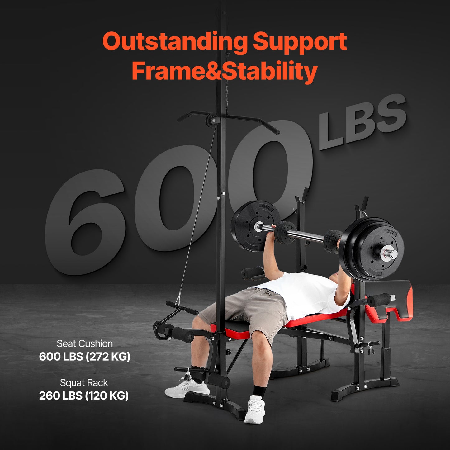 Fitnessbank – Gewichtbank – Trainingsbank – Krachtbank – Sit-up bank – Verstelbare Rugleuning – Industrieel Staal Met Antislipvoet – Comfortabele Foamkussens
