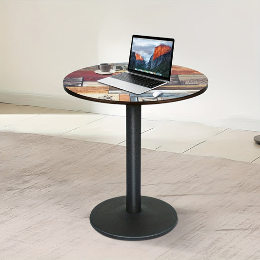 Rondetafel – Ronde Eettafel – Bistrotafel – Tafeltje – Statafel – 60x60x72 cm – Massief Houten Blad – Stevig Metalen Onderstel