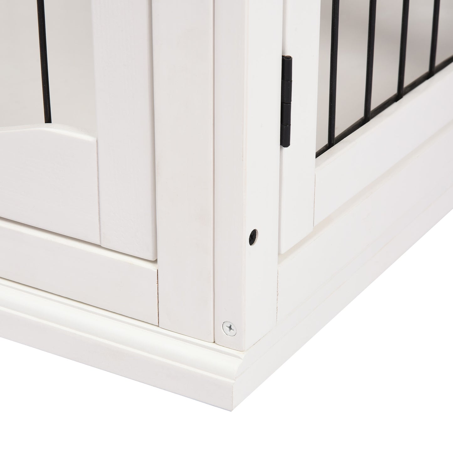 Hondenkennel – Hondenkooi – Hondenhok – Hondenbench – Huisdierkooi – Wit Zwart MDF – 3 Slotbare Deuren – Ruim 81x58x66 cm – Max 30 kg