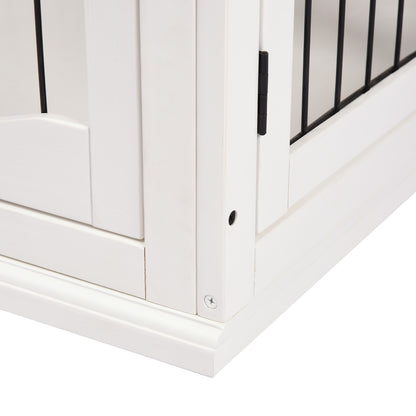 Hondenkennel – Hondenkooi – Hondenhok – Hondenbench – Huisdierkooi – Wit Zwart MDF – 3 Slotbare Deuren – Ruim 81x58x66 cm – Max 30 kg