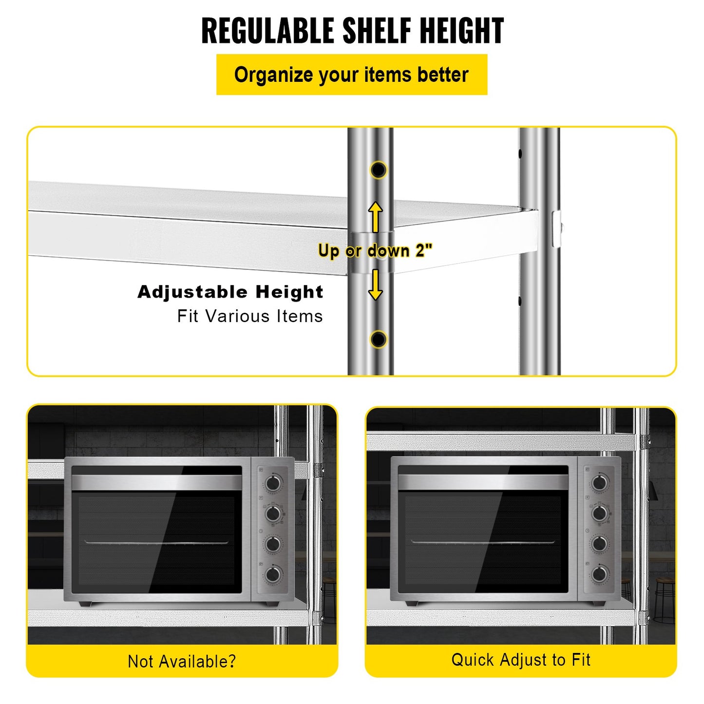 Stalen Opbergrek – RVS Rek – Opslagrek – Stellingkast – Garage Rek – 5 Verstelbare Planken – Hoog Draagvermogen 150 kg Per Plank