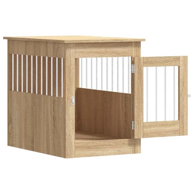 Hondenbench – Hondenkooi – Hondenhuis – Hondenbox – Hondenrek – Houten Sonoma Eiken – Stevige Massief Hout Constructie – Met Slot & Bijzettafel Capaciteit 40 kg