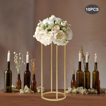 Tafeldecoratie – Bloemenstandaard – Bloemhouder – Tafelpresentatie – Bruiloft Decoratie – Gouden Metalen Standaards – 80 cm Hoog – Robuust Ijzer