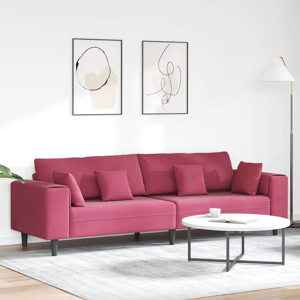 Velvet Bank – Fluwelen Sofa – Zitbank – Woonkamerbank – Slaapbank – Luxe Velvet Bekleding – Stevig Houten Frame – Wijnrood