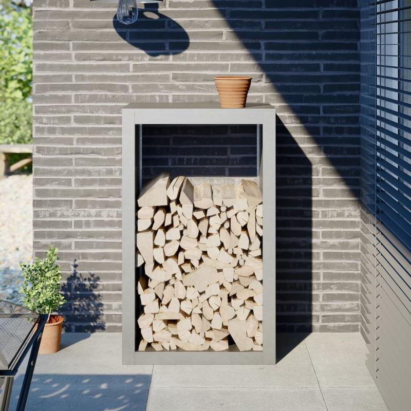 Houtopslagrek Buiten – Brandhoutrek – Houtopslag – Houtrek Tuin – Haardhoutrek – Roestvrij Staal – Compact 60x40x100 cm – Eenvoudig te Monteren