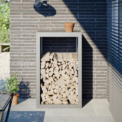 Houtopslagrek Buiten – Brandhoutrek – Houtopslag – Houtrek Tuin – Haardhoutrek – Roestvrij Staal – Compact 60x40x100 cm – Eenvoudig te Monteren