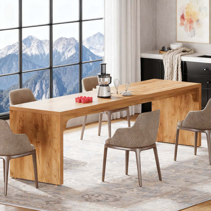 180x59x75cm Extra Long Dining Table | Multi Functional Farmhouse Brown Dinner Table for Home Dining, Conference Meal, Family Gathering, Daily Gift Idea and Home Essential - BYBLIGHT, Contemporary Style, Engineered Wood Top an