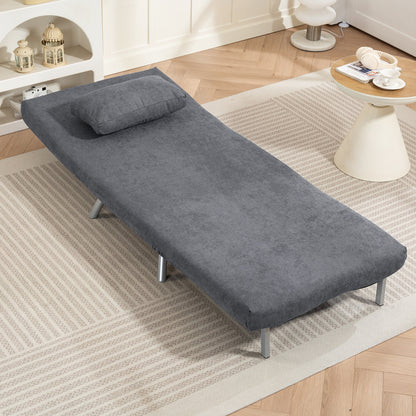 Slaapfauteuil – Slaapstoel – Fauteuil – Logeerbed – Vouwbed – 3-in-1 Design – Donkergrijze Stof – Inclusief Kussen