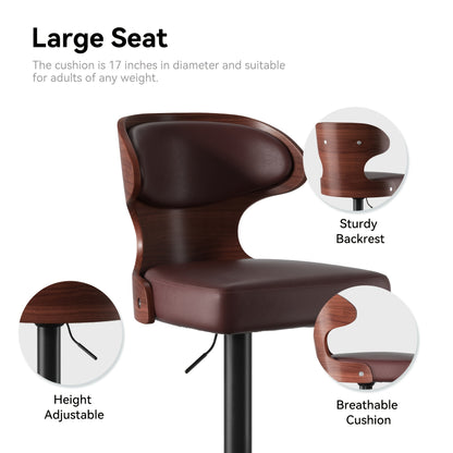 Draaistoel – Barkruk – Kruk – Bureaustoel – Stoel – 360° Draaibaar – Verstelbare Voetensteun – Kunstleer – Ergonomisch Retro Design – Set van 2