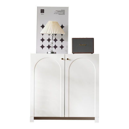 Kast – Opbergkast – Dressoir – Ladekast – Kledingkast – Wit Met Gouden Accenten – Compact 80x40x80 cm – Ruimtebesparend & Praktisch