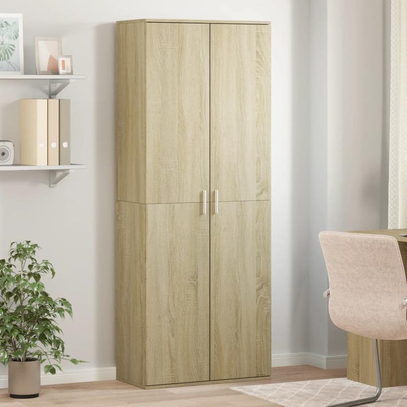 Highboard – Kast – Dressoir – Opbergmeubel – Wandmeubel -eiken Braun – Compact 70x35x180 cm – Duurzaam Kunsthout Met Metalen Handgrepen