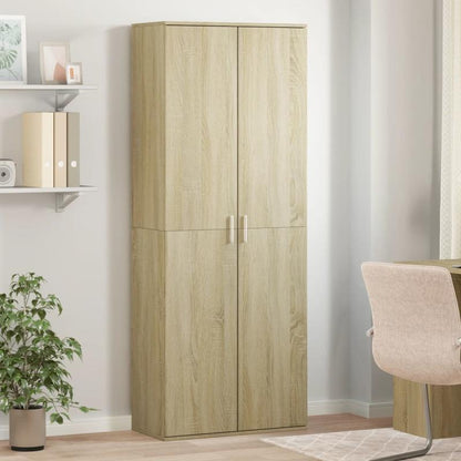 Highboard – Kast – Dressoir – Opbergmeubel – Wandmeubel -eiken Braun – Compact 70x35x180 cm – Duurzaam Kunsthout Met Metalen Handgrepen