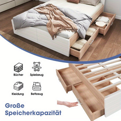 Tweepersoonsbed – Bedframe – Slaapkamermeubel – Opbergbed – Bed met Lade – Modern Design – 180x200 cm – Inclusief Lattenbodem – Eiken Wit