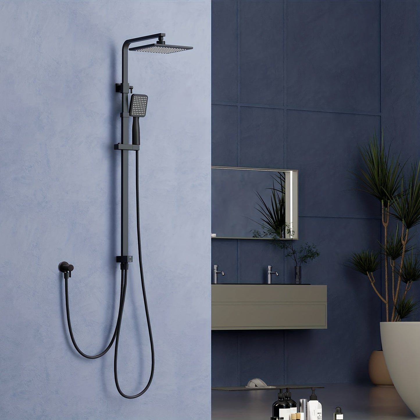 Complete Douchesysteem – Thermostaatkraan – Doucheset – Badmengkraan – Handdouche – Koper – Temperatuurregeling Zonder Elektriciteit – Eenvoudige Wandmontage