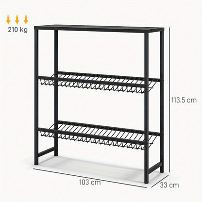 Flessenrek – Drankenkast – Krattenrek – Opbergrek – Flessenhouder – Vrijstaand Metalen Rek – Verstelbare Hoogte – Antislip Leggers – 103 x 33 x 113,5 cm – Stevig Staal