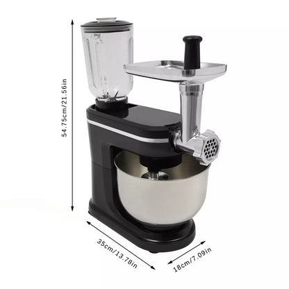 3-in-1 Keukenhulpmiddel – Keukenaccessoire – Mengkom – Hakker – Mixer – Roestvrij Staal & Glas – 6 Liter Inhoud – Multifunctioneel & Vaatwasserbestendig