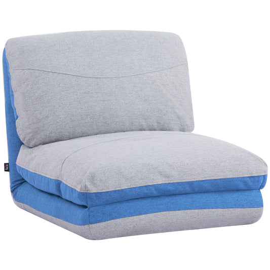 Klapstoel – Vouwstoel – Fauteuil – Slaapstoel – Relaxstoel – Verstelbare Rugleuning 5 Standen – Polyester Linnenlook Blauwgrijs