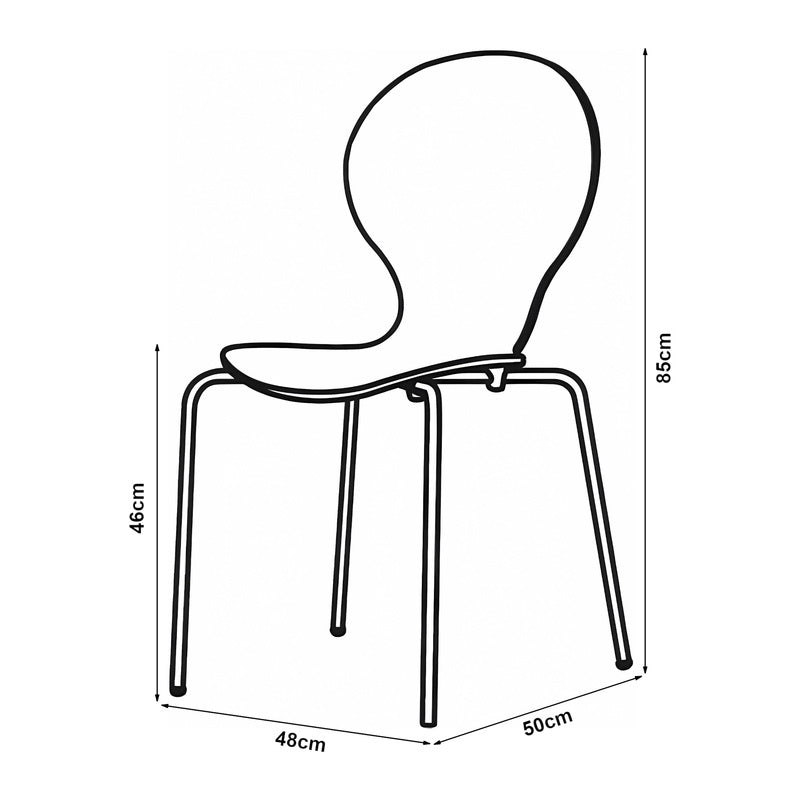 Eetkamerstoel – Stoel – Kuipstoel – Stoelset – Barkruk – Stapelbaar – Berkenhout Met Metalen Poot – Zithoogte 46 cm – Set Van 4