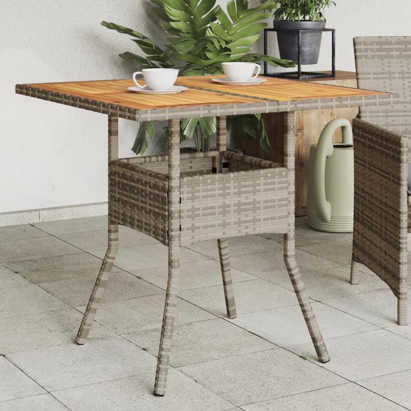 Tuinset – Tuinmeubel – Balkonset – Buitenmeubilair – Tuintafel – Acaciahouten Blad – Weerbestendig Poly Rattan – 80x80x75 cm