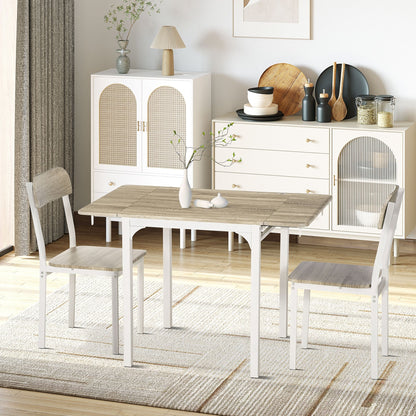 2-persoons inklapbare eettafelset – inklapbare tafel – klapstoel set – compacte eettafel – balkonset – ruimtebesparend ontwerp – duurzaam wit en natuurlijk hout
