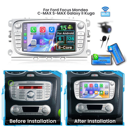 Multimediasysteem Auto – Autoradio – Navigatiesysteem – Touchscreen – Double DIN – 7-inch IPS Scherm – 6 GB RAM & 128 GB Opslag – Draadloos CarPlay & Android Auto