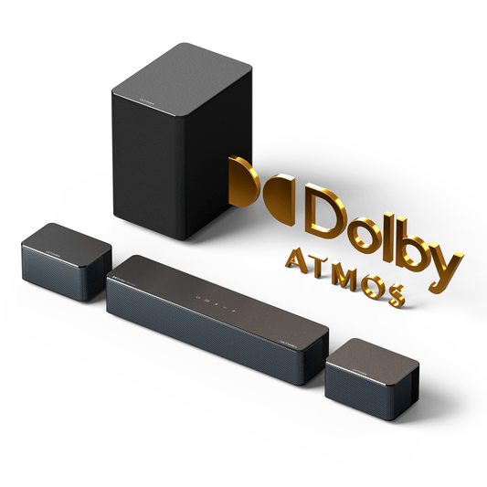 5.1 Surround Sound Systeem – Home Cinema Set – Dolby Atmos Geluid – Soundbar Met Subwoofer – Draadloze Subwoofer – 410W Vermogen – Verstelbare Achterluidsprekers – HD eARC Ondersteuning