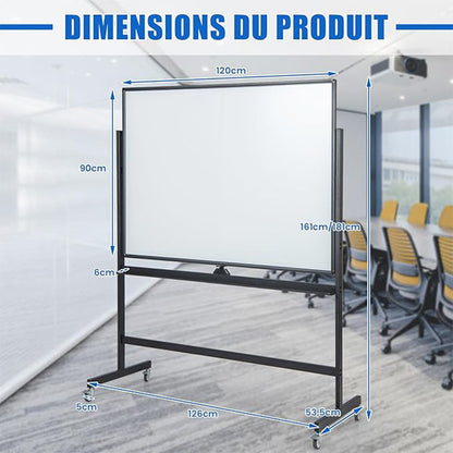 Dubbelzijdig Whiteboard – Mobiel Whiteboard – Magnetisch Whiteboard – Whiteboard Met Raster – Verrijdbaar Whiteboard – Inclusief Magneten – Lichtgewicht En Verplaatsbaar