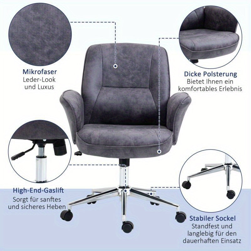 Bureaustoel – Office Chair – Ergonomische Stoel – Draaistoel – Bureaustoel – XXL Formaat – Met Schommelfunctie – Verstelbaar – Tot 120 kg – Grijs