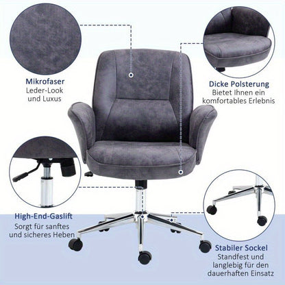 Bureaustoel – Office Chair – Ergonomische Stoel – Draaistoel – Bureaustoel – XXL Formaat – Met Schommelfunctie – Verstelbaar – Tot 120 kg – Grijs